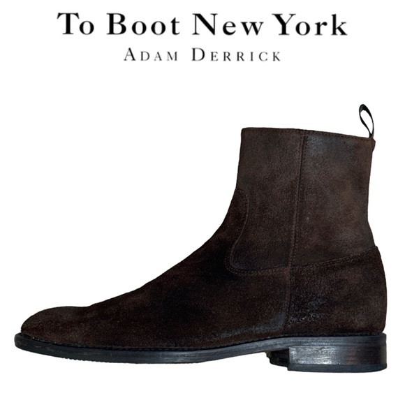 To Boot New York Other - TO BOOT NEW YORK ADAM DERRICK DARK BROWN WAXED SUEDE UNISEX ANKLE BOOTS